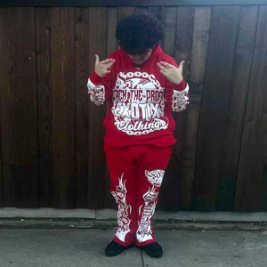 Chándal acampanado con diseño personalizado, pantalones de chándal acampanados de alta calidad, Sudadera con capucha Unisex en blanco y conjunto de Jogger apilado para hombre - Product Image 1