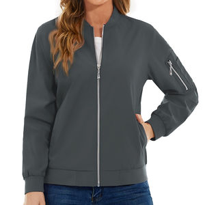 Chaqueta Bomber de Punto para Mujer, Cortavientos, Transpirable, con 4 Bolsillos, Secado Rápido, Ropa de Calle, Ropa de Trabajo - Product Image 1