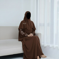 Robe Abaya Musulmane Perlée Faite à la Main en Cuir Personnalisée pour Femmes Adultes Grandes Tailles, Style Modeste, Vêtements Islamiques de Dubaï pour Ramadan et l'Aïd