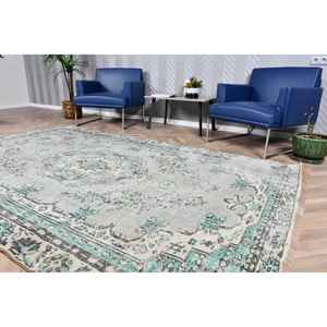 Alfombra Turca Vintage, Alfombra Grande de 5.9x9.2 pies (179x280 cm), Alfombra Azul de Lana del Suroeste - Product Image 3
