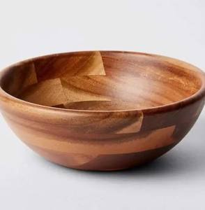 Cuencos de madera de acacia para servir, redondos para ensaladas, frutas, alimentos, nueces, cuenco de masa hecho a mano de alta calidad, cuenco de madera a la venta - Product Image 6