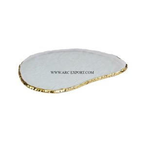 Marvelous Designing <b>Large</b> Size Solid <b>Marble</b> Food and Dessert Tray With Snake Shape Brass Handles Hotel and Restaurant Tray - Product Image 4