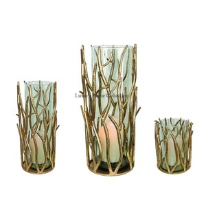 Bougeoir Royal Look en métal et verre Lot de 3 accessoires pour bougies et éclairs votifs Fournitures d'un fournisseur indien - Product Image 1