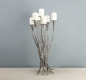 Hot Vantage Modern Premium Aluminium Nickelé En Relief 5 Bras Candélabre Moderne pour Pièce Maîtresse De Mariage et Décoration de La Maison - Product Image 6