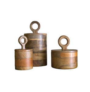 Recipiente de madera de mango para decoración decorativa con tapa de madera, utensilios y utensilios de cocina, herramientas para hierbas y especias, almacenamiento y organización - Product Image 1