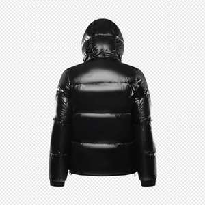 Veste matelassée d'hiver pour homme avec logo personnalisé tendance, veste chaude à capuche matelassée pour un usage décontracté en plein air, veste noire pour homme - Product Image 2