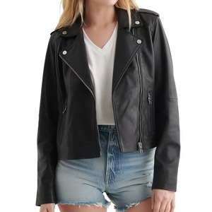 Chaqueta de cuero recortada personalizada hecha a mano para mujer, diseño de cremallera en la cintura con cinturón, estampado teñido, algodón tejido, moda, favorito de los compradores - Product Image 2