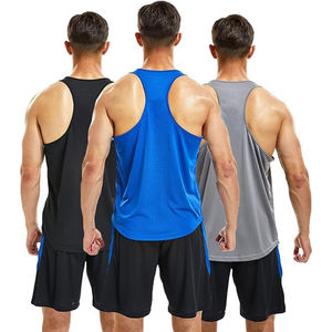Débardeur sans manches taille plus OEM pour hommes, logo personnalisé, gilet de gymnastique respirant à séchage rapide en polyester, matériel d'entraînement, fitness - Product Image 1