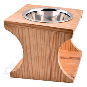 Cuenco antideslizante de acero inoxidable para perros con soporte de madera color marrón a precio mayorista Cuenco de comida para perros y Mascotas - Product Image 1