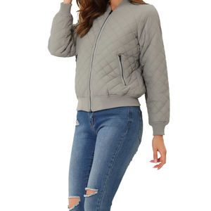 Chaqueta Bomber de Punto para Mujer, Nueva Moda de Invierno, Cálida, con Cuello Alto, Manga Larga, Cierre de Cremallera, Tela Transpirable, Técnicas de Impresión, Bolsillos - Product Image 3