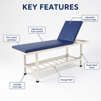 Table de massage d'hôpital à dossier réglable, lit de thérapie professionnel avec étagère de rangement, canapé de massage en cuir PVC HBJF