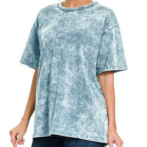 T-shirts en coton respirant à séchage rapide de haute qualité sur mesure nouveau design OEM femmes T-shirt lavé à l'acide avec des couleurs personnalisées - Product Image 4