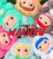 WAKUKU V2 Fuzzy Fox & Bunny Blind Box Porte-clés en peluche Kawaii Breloque de sac Cadeau mystère, Poupée de collection mignonne, Jouet d'anime tendance