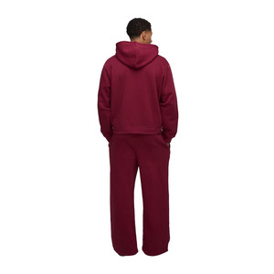 <b>Burgundy</b> Heavyweight Fleece Men's Hoodie and Sweatpants Set Full Zip Relaxed Fit Streetwear Custom Logo OEM Tracksuit Supplier - Product Image 2