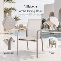 Chaise de salle à manger d'extérieur empilable en aluminium, mobilier de terrasse commercial, chaise de jardin résistante aux intempéries avec accoudoirs pour restaurants et hôtels