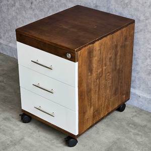 Contemporary 3-<b>Drawer</b> Mobile Cabinet 50x40x50cm Rubber Wood White Doors with Locks for Office and <b>Workshop</b>-TCN68048 - Product Image 2