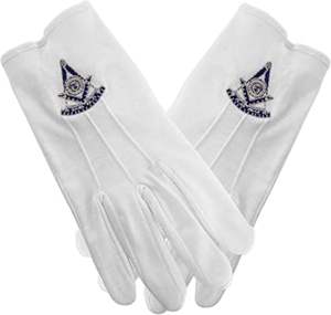 Guantes de algodón masónicos con logotipo bordado Past Master disponibles en logotipo y diseño personalizados - Product Image 4