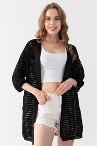 <span class=keywords><strong>Cardigan</strong></span> traforato <span class=keywords><strong>Beige</strong></span> di alta qualità da donna maglione a maglia <span class=keywords><strong>lungo</strong></span> Casual con motivo stampato Pullover Casual con Logo sul retro - Product Image 3