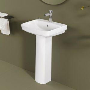 Juego de Baño Fabia con Pedestal de Cerámica, Diseño Moderno para Espacios Pequeños, Baños, Apartamentos, Hoteles y Aseos - Product Image 2