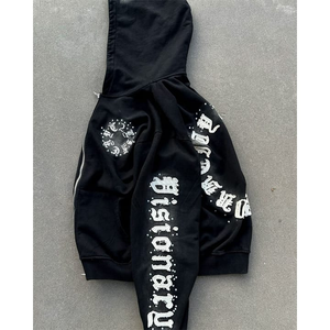 Sudadera con capucha personalizada para hombre, ropa informal de peso pesado, Terry francés, estampado de hojaldre 3D, bordado desgastado, lavado ácido, Sudadera con capucha para hombre 2025 - Product Image 3