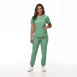 Conjuntos de algodón unisex para enfermería, tejido de sarga, detección de agujas, cuello con cremallera, apertura, Hospital, Spa, ropa de trabajo, mono veterinario - Product Image 5