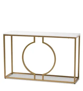 Metallic Ring <b>Console</b> <b>Table</b> with White <b>Marble</b> <b>Table</b> Top Home Furniture Manufacturer Wholesaler Factory Direct Sale - Product Image 3