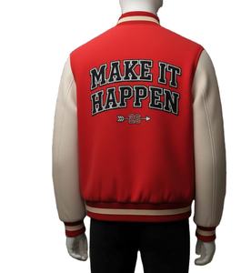 Chaqueta Varsity de Invierno Impermeable y Transpirable de Alta Calidad al por Mayor para Hombre, con Mangas de Piel de Oveja y Parches con Logotipo Personalizado - Product Image 3