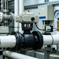 Katup Bola 2 Arah 3 Arah PVC Double Union dengan Aktuator Elektrik IP67 untuk Pipa PVC Pengolahan Air dan Kontrol Cairan Kimia