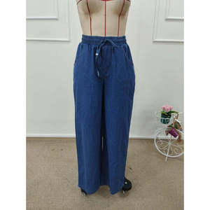 Women's High-<b>Waisted</b> <b>Elasticated</b> Drawstring <b>Jeans</b>, 32199 - Navy blue - Product Image 6