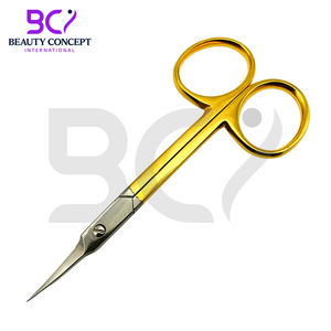 Medio mango dorado Haga su propio mejor proveedor con logotipo propio para uso en el cuidado personal Tijeras de uñas de acero inoxidable - Product Image 4