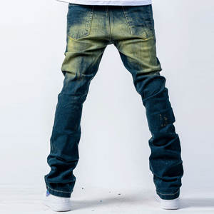 Pantalones casuales cómodos algodón Amiry Denim Jeans logotipo personalizado nuevo diseño lavado deporte hombres recto estampado patrón ligero - Product Image 3