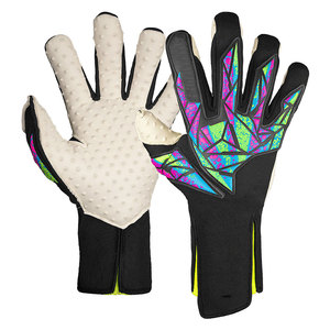 Gants de gardien de but de football personnalisés OEM noirs à doigts entiers avec sangle de poignet réglable, en cuir PU antidérapant, unisexes, pour le sport - Product Image 6