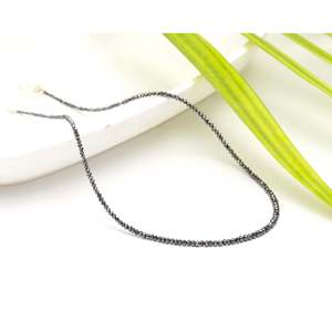 Black <b>Diamond</b> Faceted Rondelle Bead Sterling Silver Ball-Shape Necklace - Product Image 2