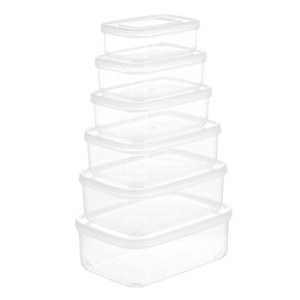 Hot Selling and Comfortable for storing food Clear PP Plastic BPA Free Set 6 of Rectangular Container In Kitchen Made In Vietnam