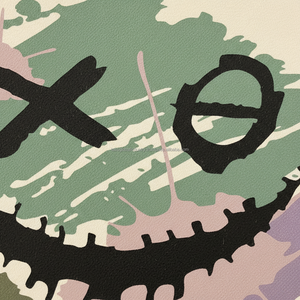 Camiseta gráfica SMILE MOOD con diseño de cara sonriente estilo grunge, beige, oversize, streetwear, de algodón, con logo personalizado OEM - Product Image 4