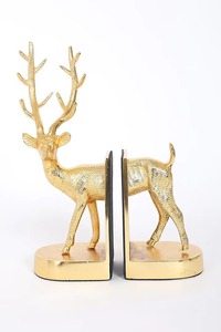 Stylish Gold Deer Bookends Set Of 2 For Home Office Study Room And Library <b>Decorative</b> Display Accent Handcrafted From India - Product Image 4