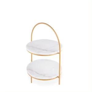 Servidor de pastel de Metal ecológico de dos niveles moderno, negro, blanco, recién llegado, panadería, soporte de exhibición esencial para cupcakes con hogar - Product Image 3