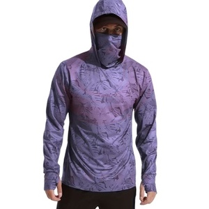 Vêtements de pêche UPF 50+ à séchage rapide, respirants, grande taille, sweat à capuche pour homme à manches longues avec masque intégré et design personnalisé - Product Image 1