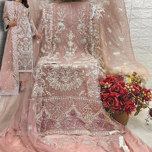 เสื้อชอลวาร์ Kameez ปักไข่มุกไข่มุกสไตล์อินเดียและปากีสถานเก๋ไก๋ในฤดูหนาว - Product Image 1