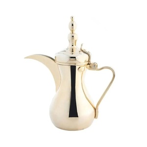 Théière en acier inoxydable arabe Dallah or poli, design rond fait à la main, idéale pour la cuisine, accessoire de table fabriqué en Inde - Product Image 4