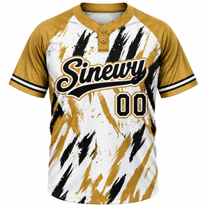 Sinewy Custom Baseball Jersey Sublimated Polyester <b>Short</b> <b>Sleeve</b> <b>Henley</b> Neck Moisture Wicking Unisex Adult Jersey - Product Image 2