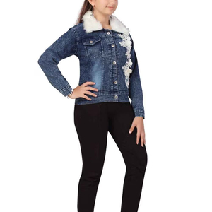 Veste en jean pour femme de qualité, à manches longues, tricotée, respirante, personnalisable à l'avant, tendance mode d'hiver, nouvelle arrivée, 100% coton - Product Image 2