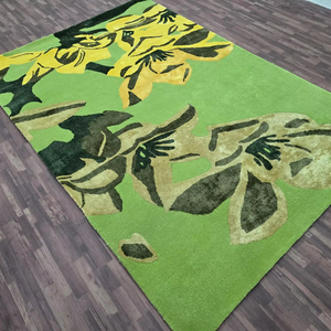 พรมขนสัตว์ทอมือ งานแฮนด์เมด สีเขียวและสีสันสวยงาม เหมาะสำหรับห้องนั่งเล่น เด็ก ผู้ใหญ่ โรงแรม สำนักงาน - Product Image 1