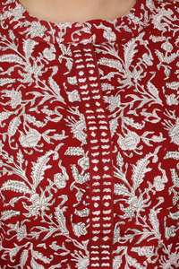 Último Diseño Exclusivo de Kurti Indio de Algodón Estampado Floral de 3 Piezas para Mujer, Manga Larga, para Uso Casual Indio - Product Image 6