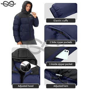 Chaqueta Acolchada para Hombre, Abrigo Acolchado de Invierno con Cuello Alto Impermeable y Capucha, Ropa Exterior Ligera y Cálida - Product Image 5