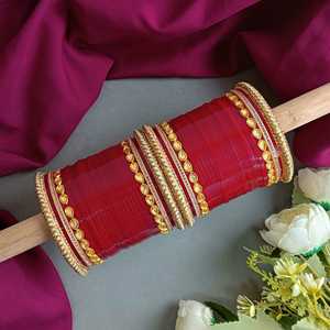 Bijoux de mariée en émail indien uni Bracelet de mariage traditionnel en cristal CZ Fabricant indien Ensemble de bijoux en gros pour femmes - Product Image 2