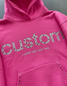 Sudaderas con Pedrería, Sudaderas Extra Grandes de Algodón Estilo Y2K, Sudaderas Gruesas con Estampado de Letras Personalizado, Sudaderas con Capucha Cuadradas para Unisex - Product Image 4