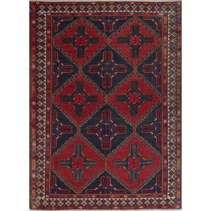 Alfombras Geométricas de Lana Nuray Anudadas a Mano en Rojo y Naranja para Salas de Estar y Pasillos Juveniles - Pae-4007 Tamaño 9x12 - Product Image 1