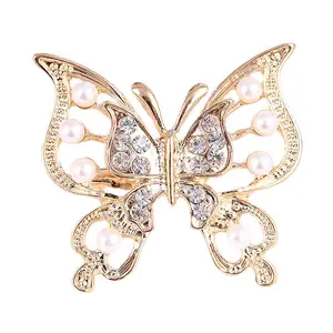 Retro Lớn Hollow Rhinestone Ngọc Trai Bướm Trâm Côn Trùng Động Vật Trâm Cho Đám Cưới Đảng Ngày Của Mẹ Valentine Của Ngày Trang Trí Nội Thất C