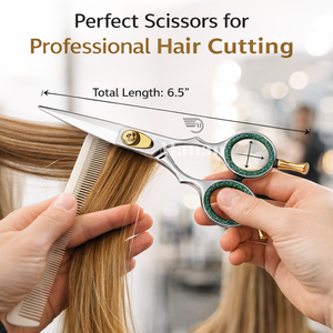 Tijeras de Peluquería Profesionales de 6.5 Pulgadas, Tijeras de Acero Inoxidable para Barbería, Borde Convexo, Herramienta de Corte para Salón, Diseño con Tornillo Dorado - Product Image 6